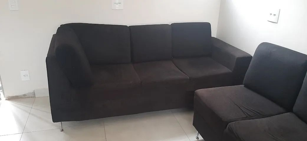 Sofá de Canto em Suede Preto - Ótimo Estado! - Foto 2