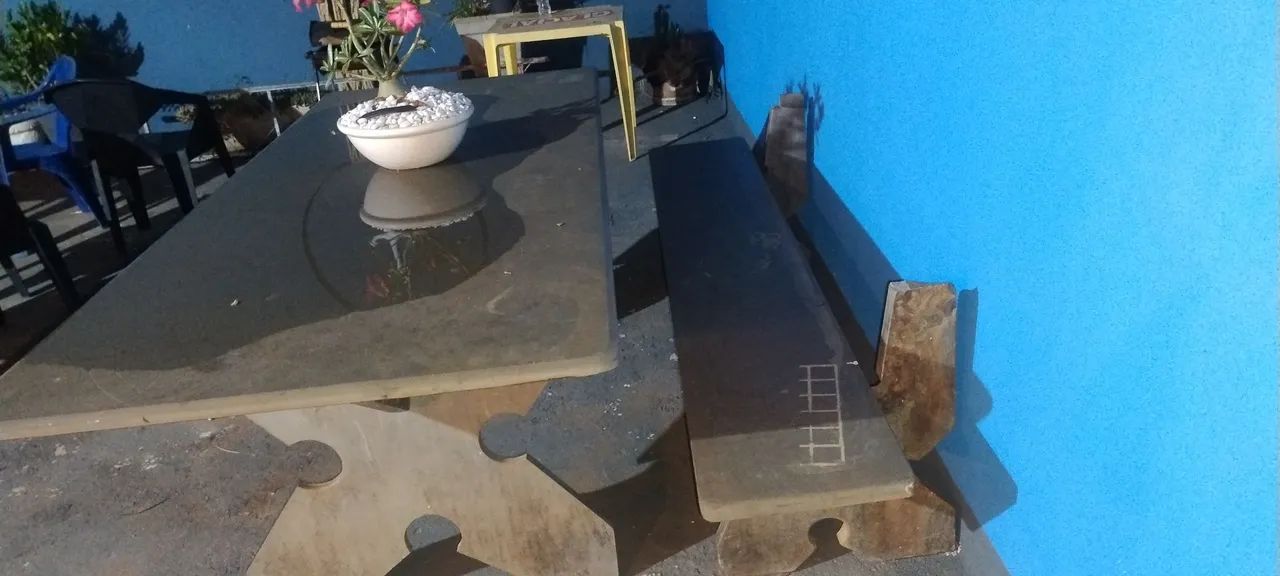 Mesa e Banco em pedra ardósia64254660136195121