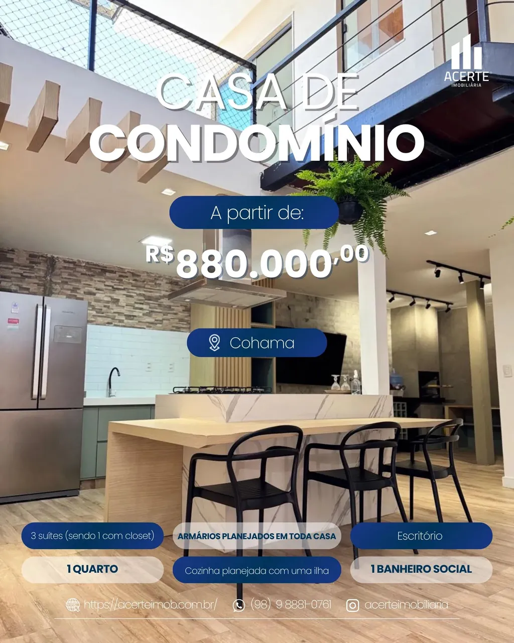 Casa DUPLEX em Condomínio Fechado na Cohama