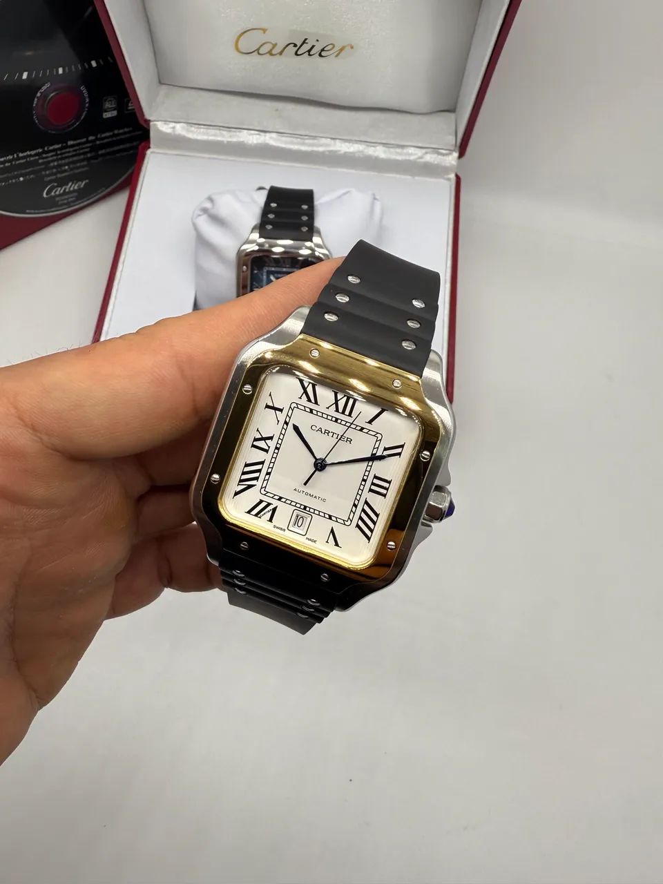 Relógio Cartier Santos Borracha Automático  - Foto 4