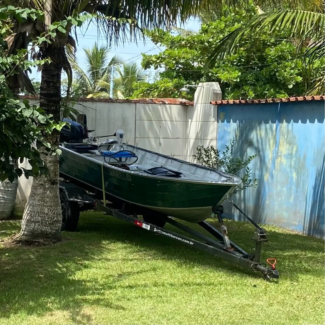 Barco de alumínio mais carreta rodoviária, mais motor 15hp Enverud, mais motor elétrico.  - Foto 2