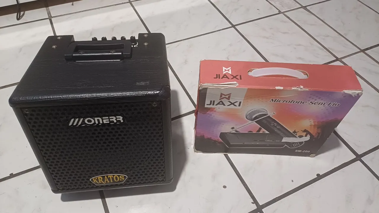 Microfone Sem Fio JIAXI + Amplificador Onerr Kratos