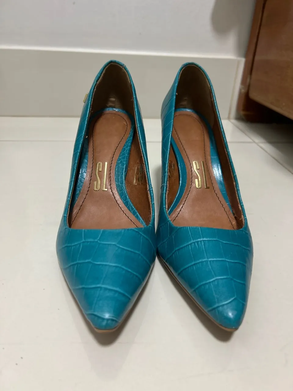 Sapatos scarpin azul turquesa SL