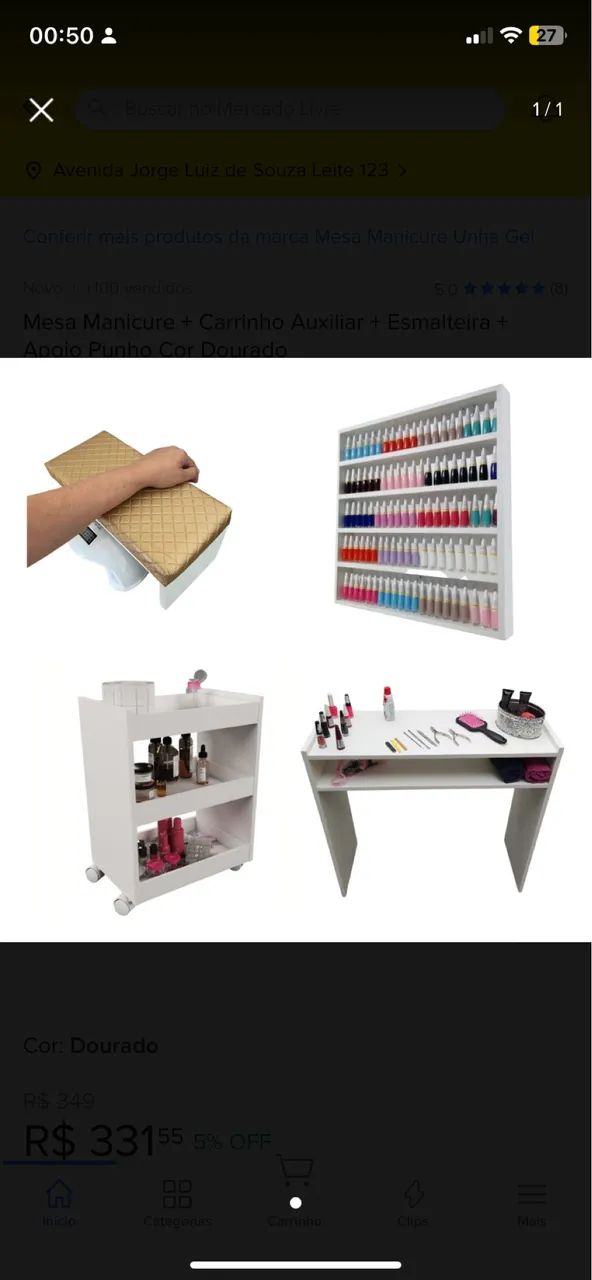 Selling nail designer tables + auxiliary cart + nail polish cabinet and hand rest64221270657666121