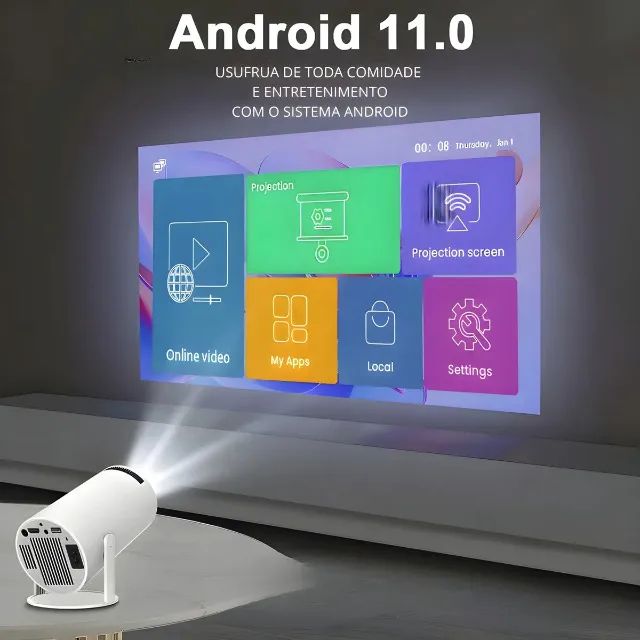 Mini Projetor Hy300 4K/1080P/720P Android 11, Wifi, BT, 200ANSI, 12x 26,54 - Foto 5