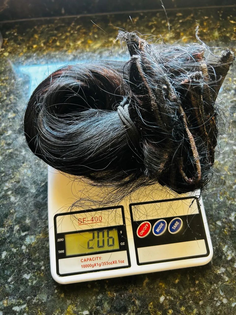 Cabelo humano telado 206 gramas 33 cm