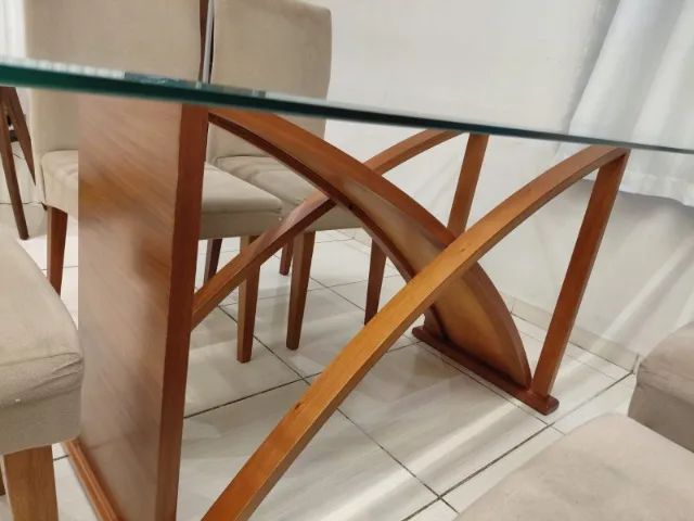 Mesa de jantar, vidro retangular 6 cadeiras - Foto 3