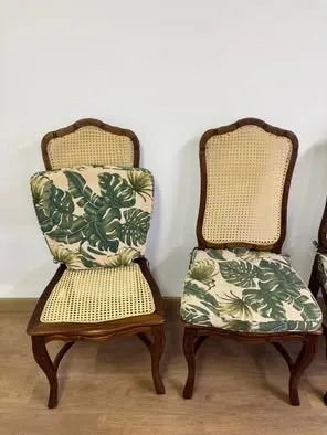 6 Cadeiras em madeira e palha com estofado - Foto 3