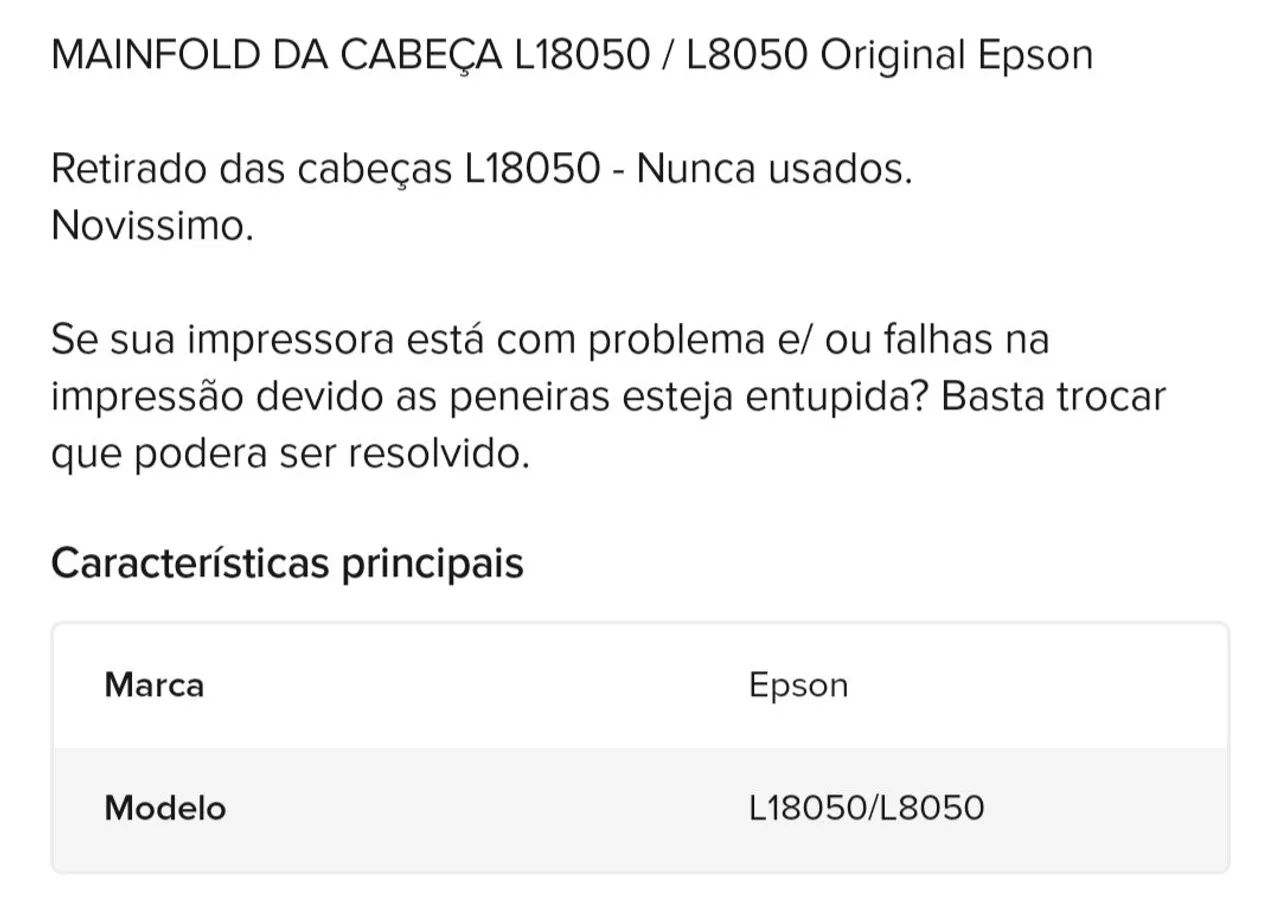 Mainfold para cabeça de impressão L8050 L18050 Epson. Original  - Foto 3