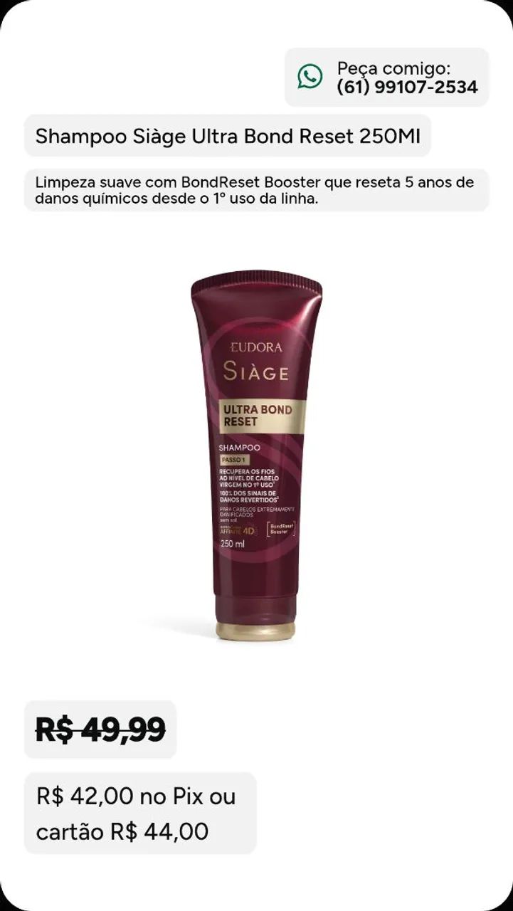 Combo Siage Ultra Bond Reset Shampo + Cond - Foto 2