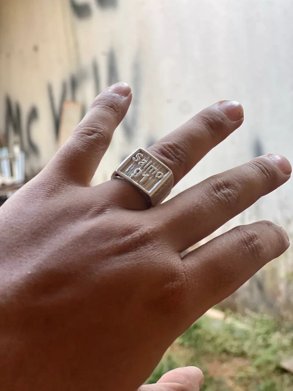 Anel dedeira de prata salmo 91 - Foto 3
