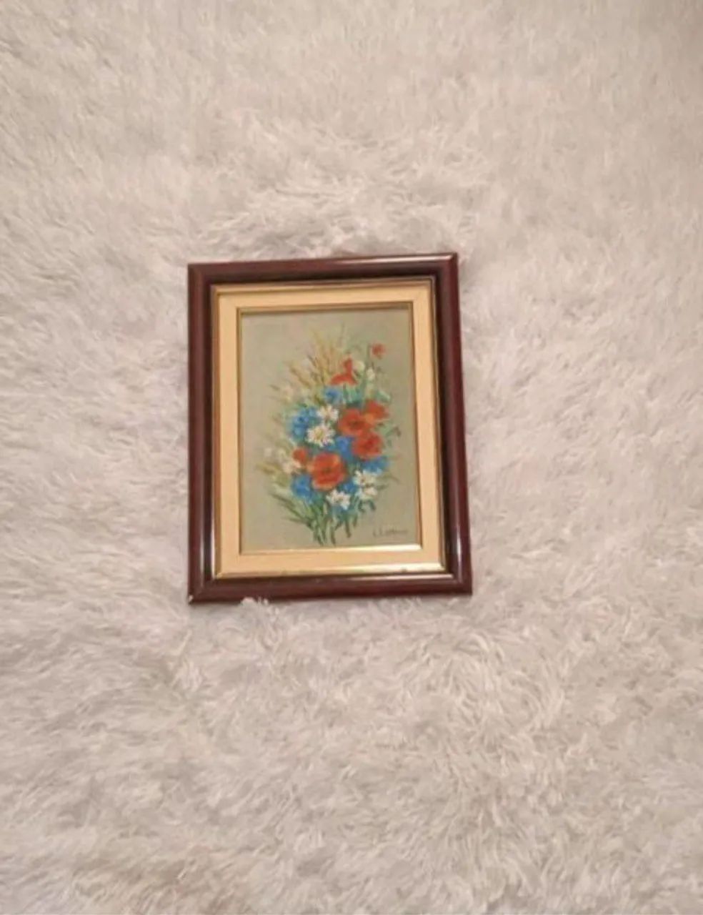 Pintura a Oleo Flores com Moldura Assinada - Foto 3