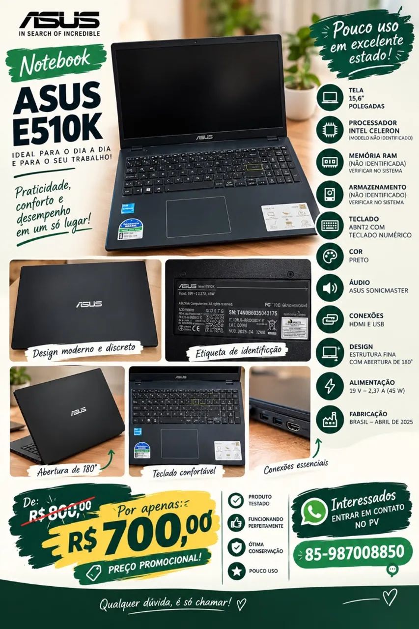 Notebook ASUS E510K