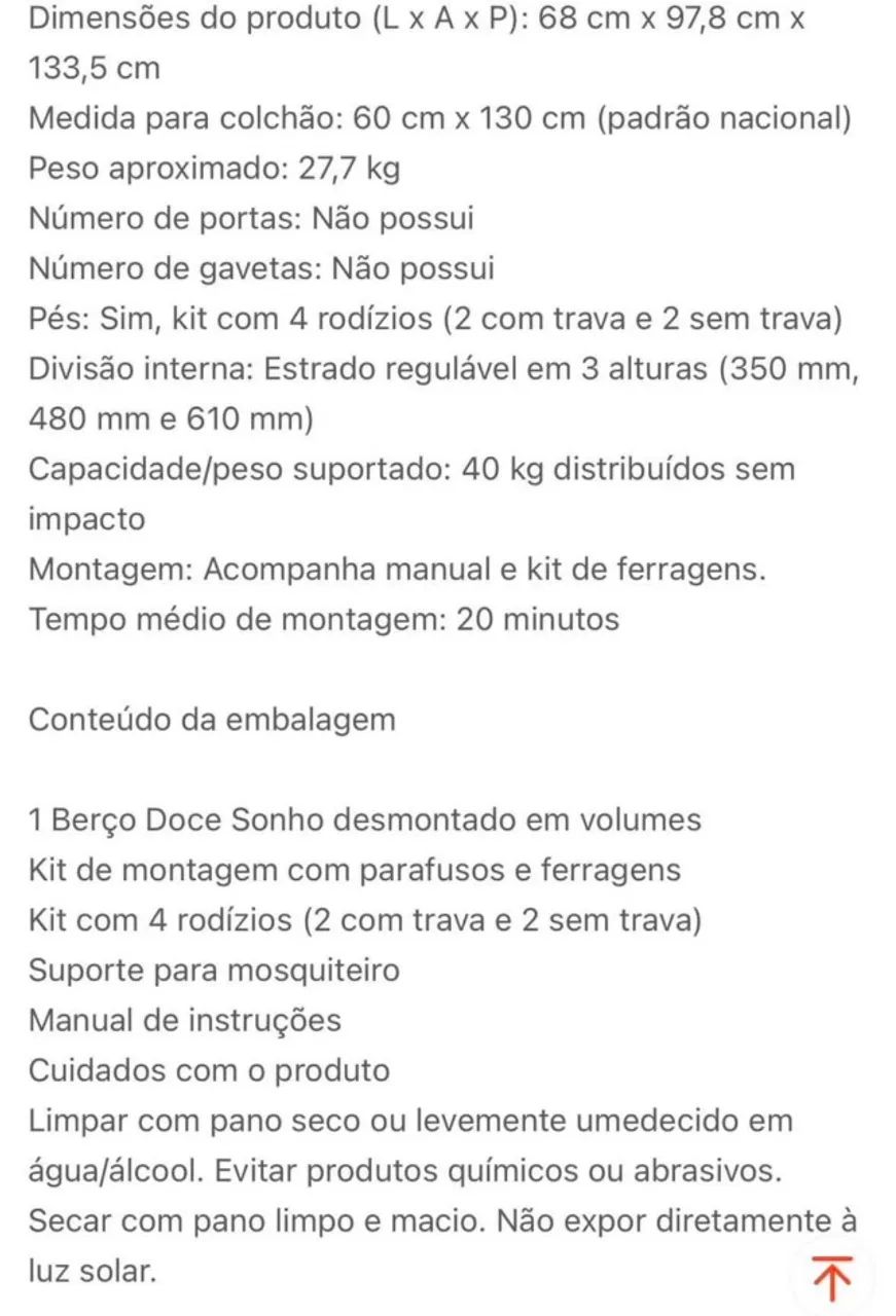 Berço Bebê com Rodízios Doce Sonho Qmovi - Na Caixa - Foto 3