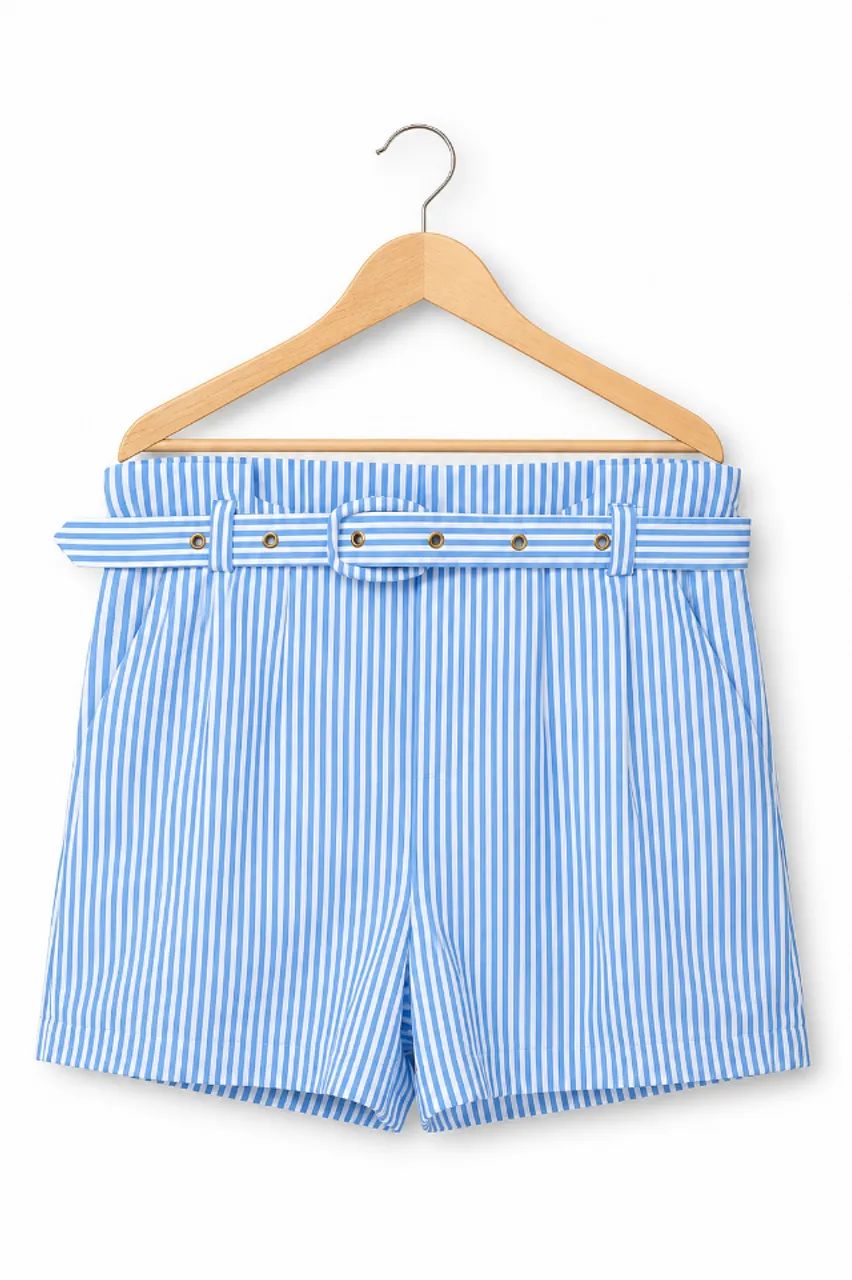 Short Feminino Listrado Azul P
