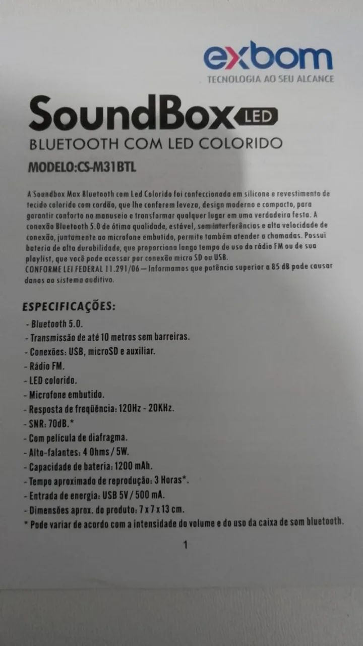 Caixa De Som Bluetooth Multimidia Cs-m33bt Azul Exbom - Foto 3