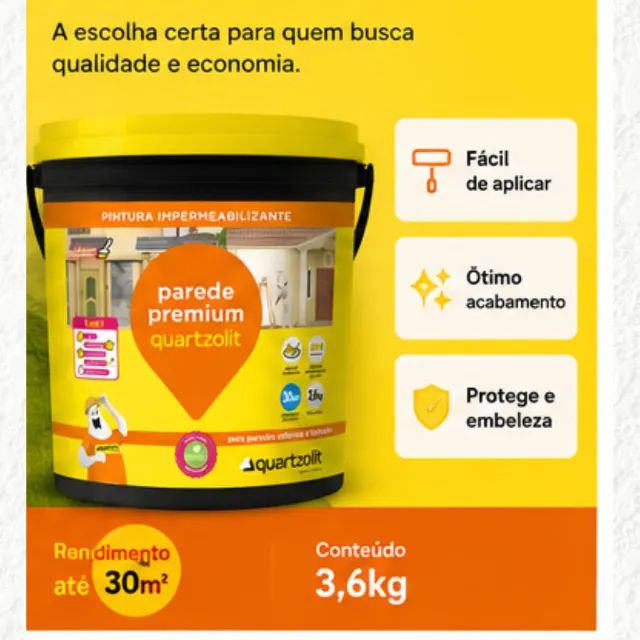 Tinta Impermeabilizante Quartzolit Parede Externa 5x1 Fachada Premium Emborrachada infiltr - Foto 5