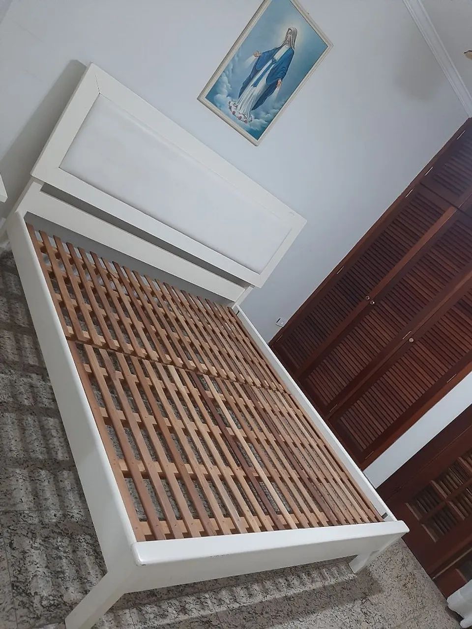 Cama Queen Casal, madeira maciça branca.  - Foto 3