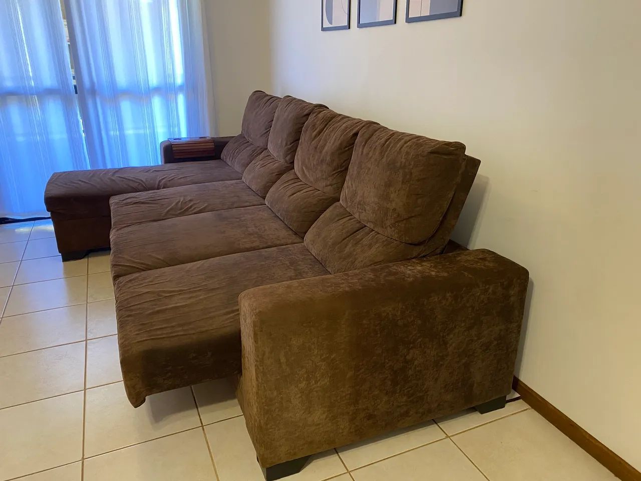 Sofá retrátil e reclinável com chaise 5 lugares - Foto 5