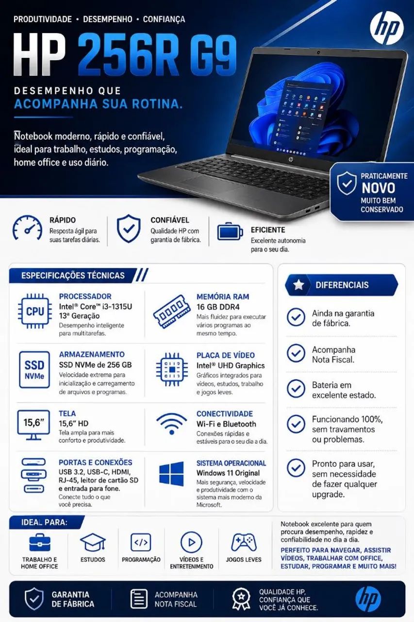 ?vendo notebook HP seminovo!? - Foto 3