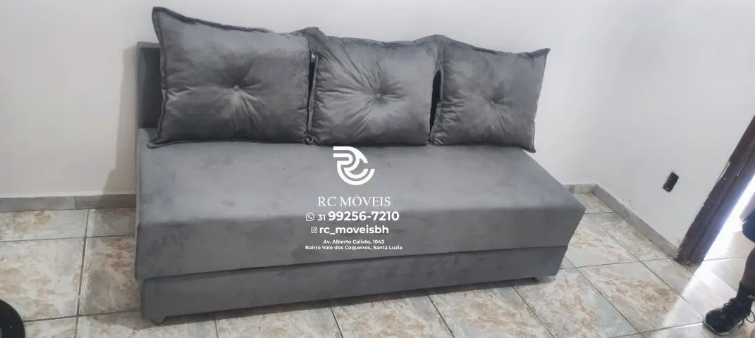 Sofá Cama estruturada Bicama 1,70m Suede de qualidade D33 Compacto e Funcional | Parcelamo - Foto 4