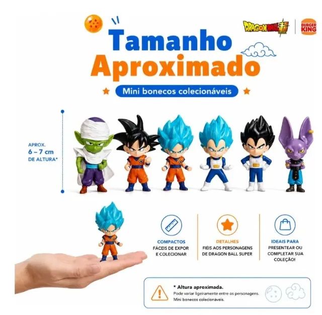 Kit 6 Bonecos Dragon Ball Super Coleção Burger King - Foto 3