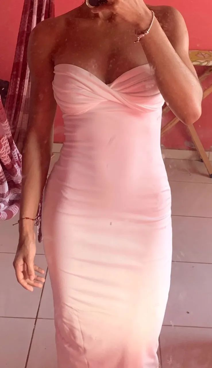 vestido longo modelo tomara que caia branco, nunca usado, tam p