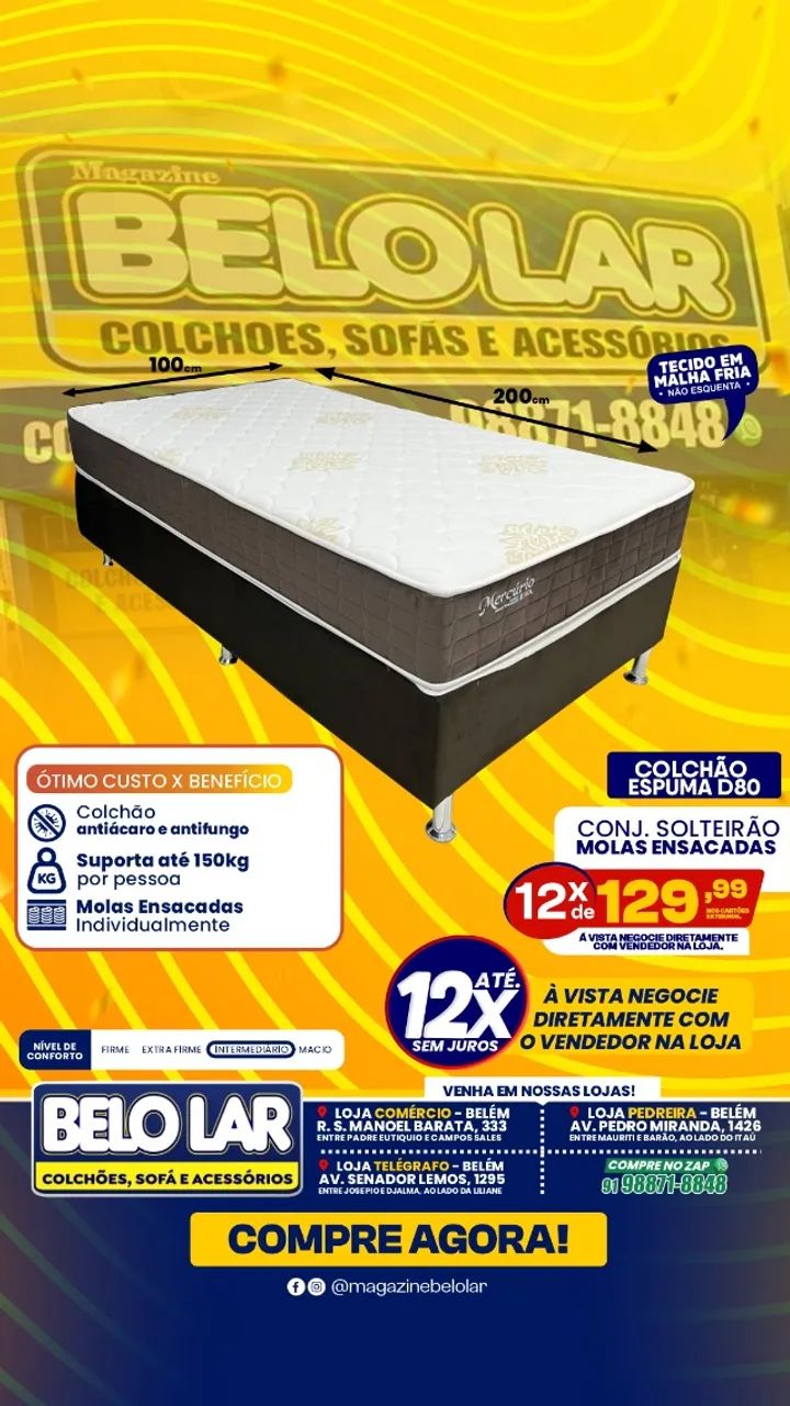 Cama Solteirão Molas Ensacadas