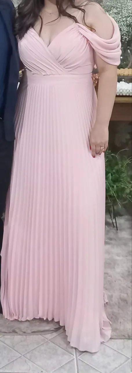 Vestido de festa rosa bebê 