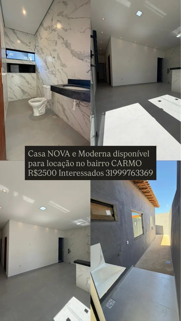 Alugo casa NOVA e moderna no bairro CARMO