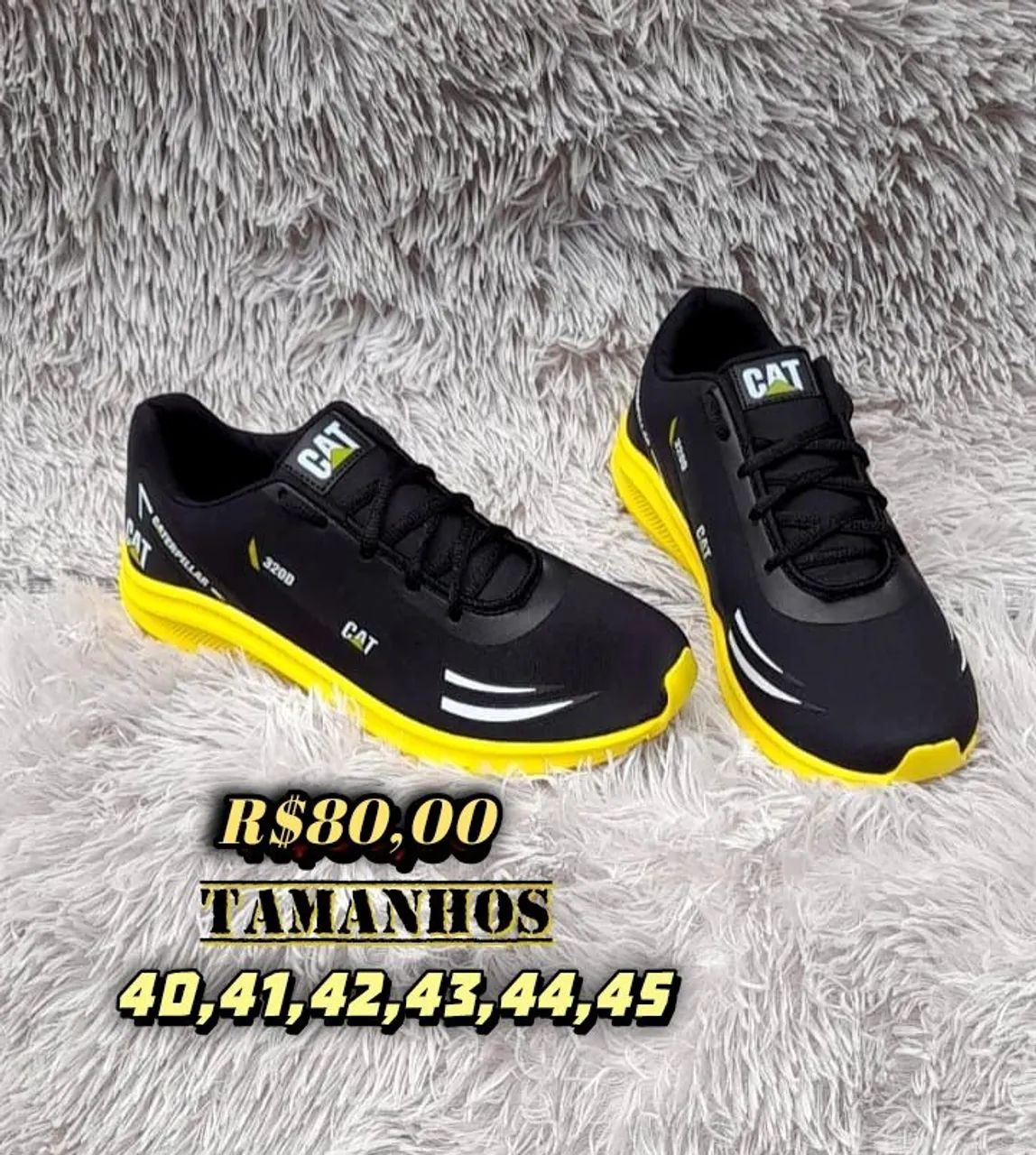 Tênis caterpillar preto com amarelo 