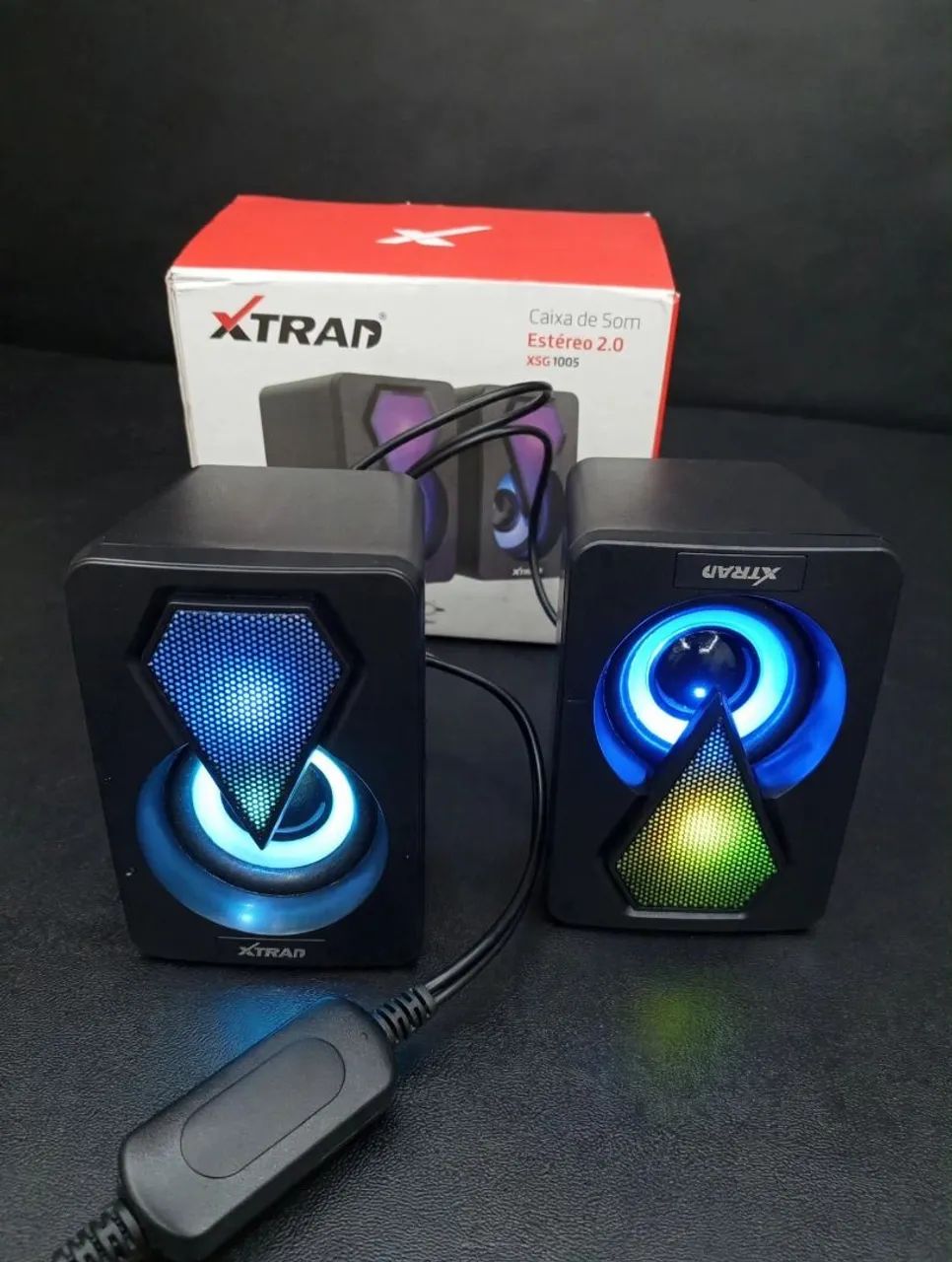 Caixinha de som para PC / Notebook XTRAD - Iluminação RGB