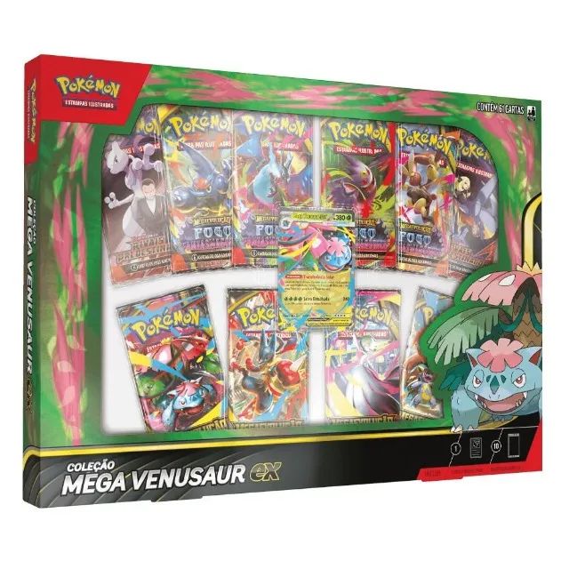 Box Pokémon Mega Venusaur ex Lacrada Original Copag - Hobbies e