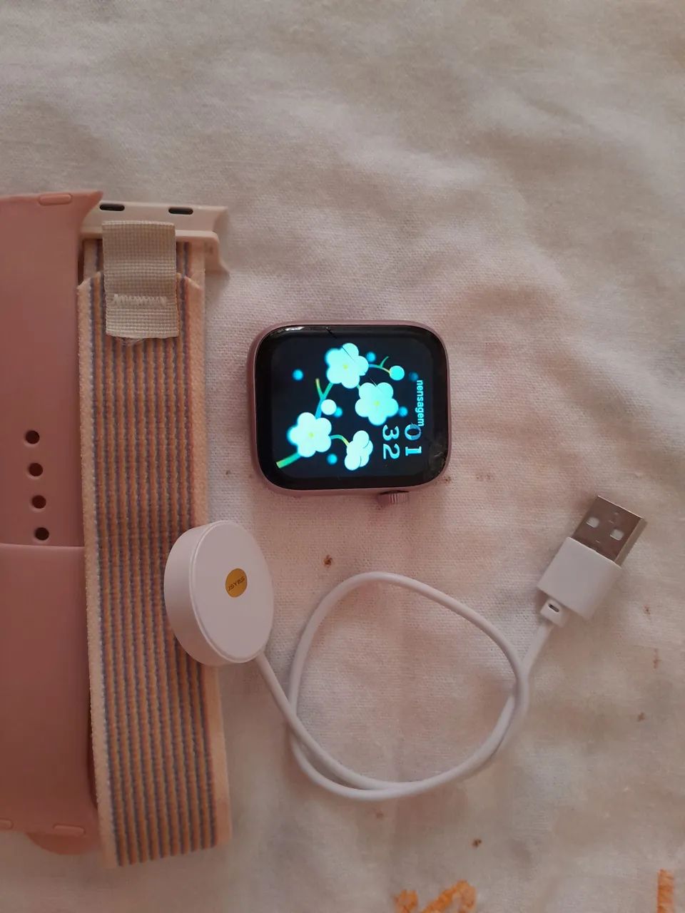 ? Smartwatch Rosa + 2 Pulseiras + Carregador - Foto 3