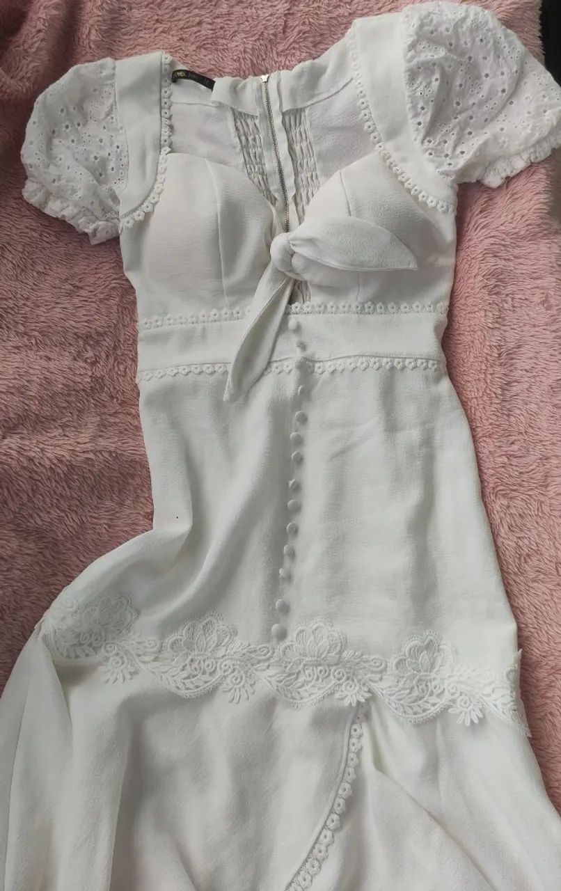 Vestido branco limonada pink 