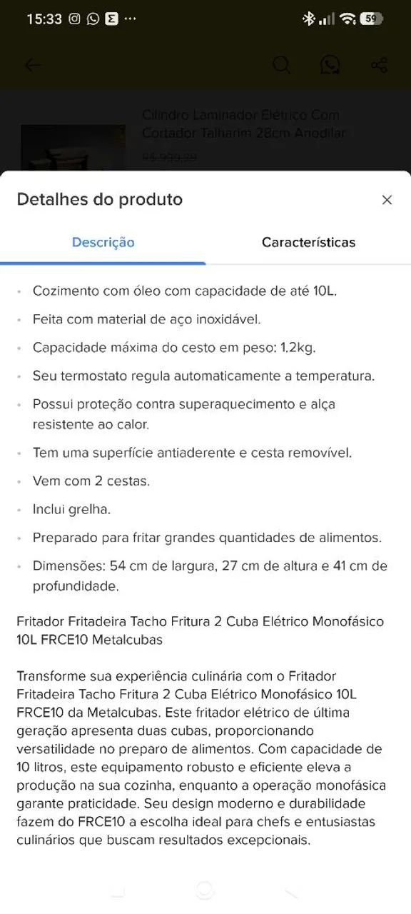 Fritadeira elétrica 2 cuba 10L Total  - Foto 4