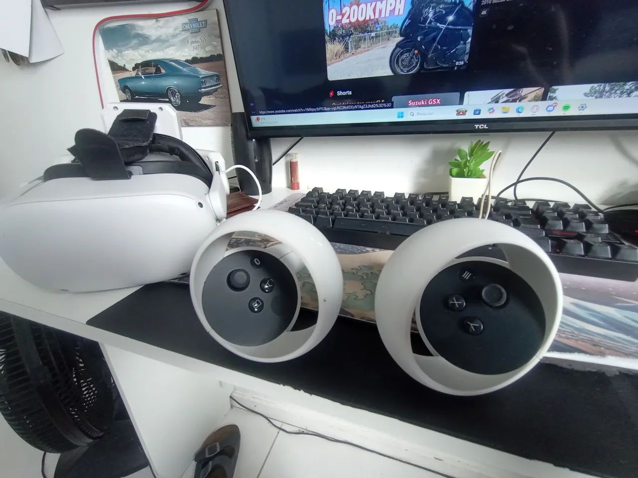 Óculos VR Meta Quest 2 com bateria extra e cabo link