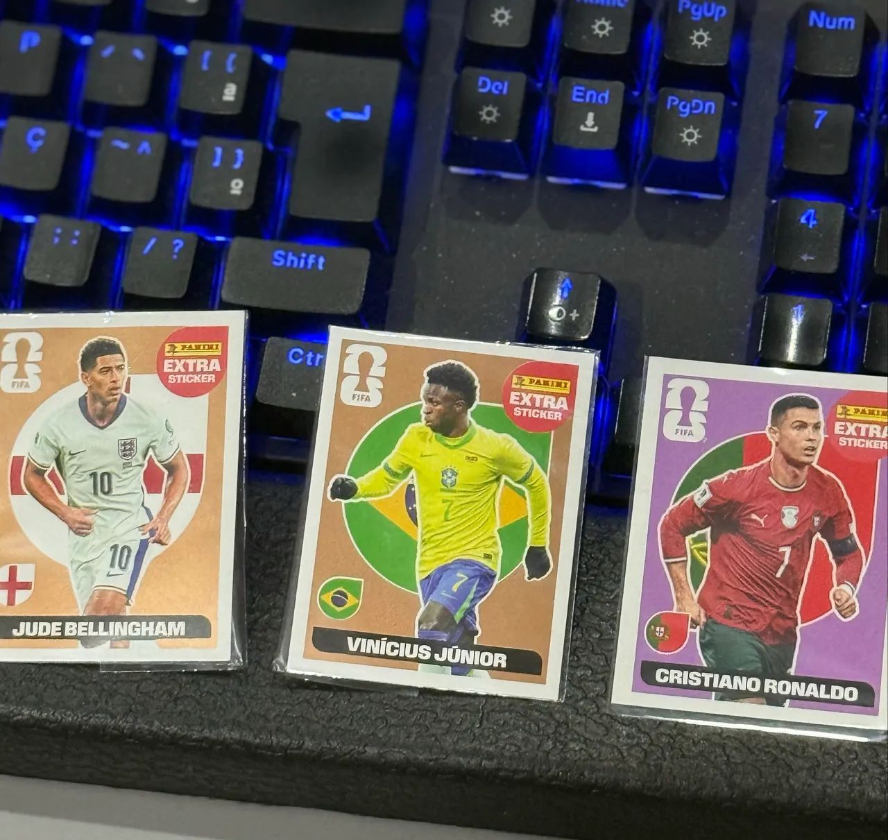 Figurinhas lendárias do Vini Jr, Cristiano Ronaldo, Bellingham