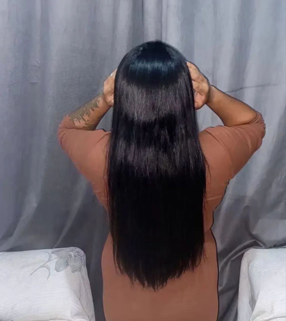 Aplique tic tac 55cm cabelo humano 