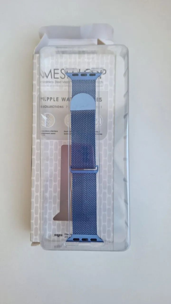 Pulseira Mesh Loop em aço inoxidável para Apple Watch, com fecho magnético 