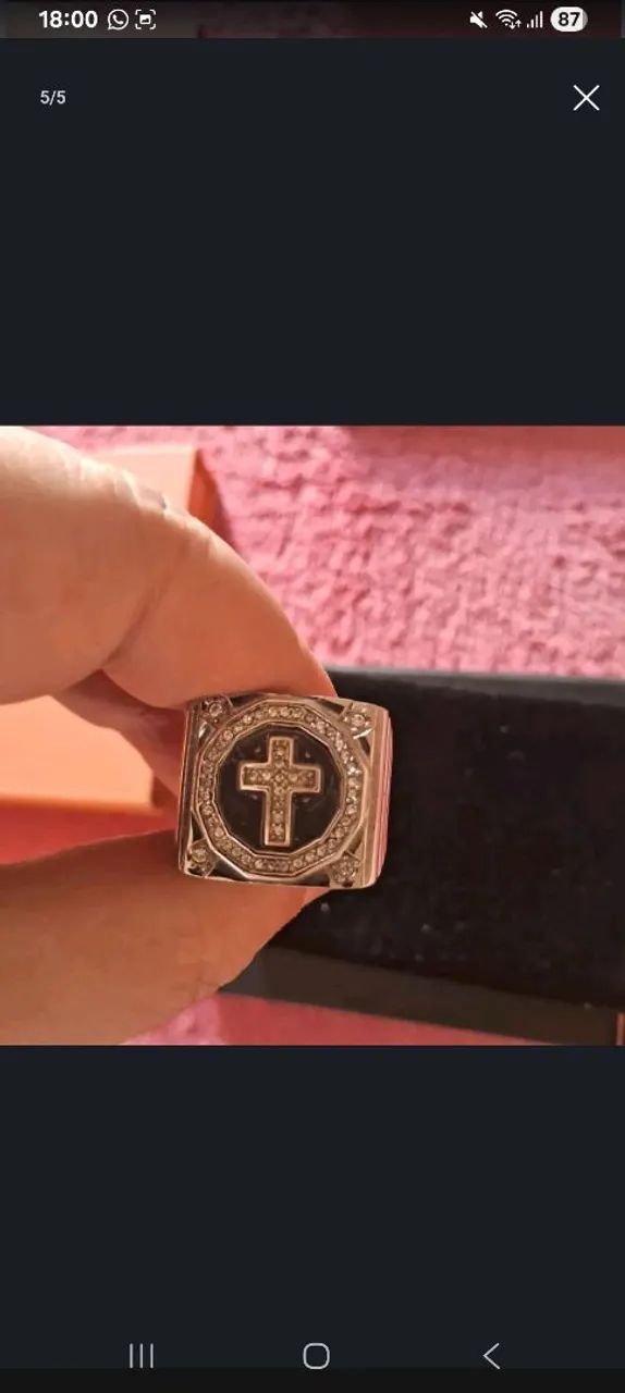 Pulseira em silicone com aço duas cores e Anel de Aço com Zircônias Brancas - Foto 3