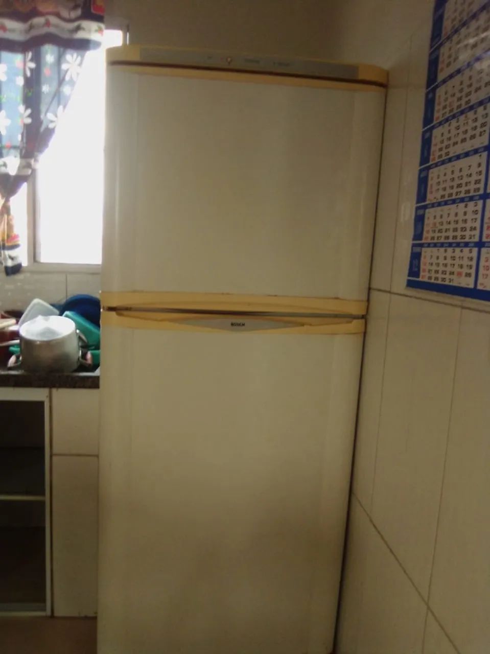 Refrigerator, stove, and double bed
