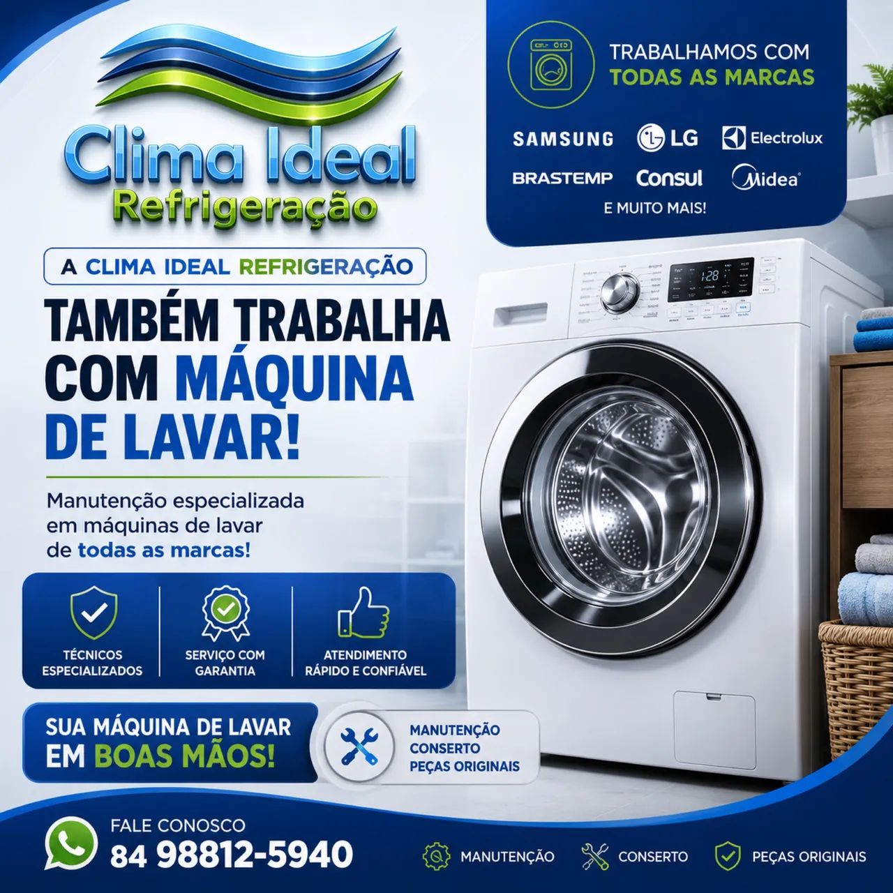 Serviço de ar condicionado e máquina de lavar 