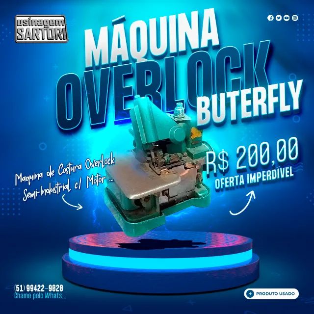 Máquina de costura Overlock Butterfly GN1-11C 220v
