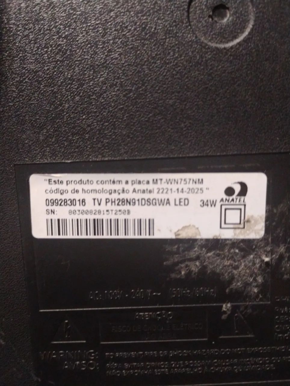 Traseira da TV Philco 28 pol.  Tv PH28N91DSGWA. Led egadas  - Foto 3