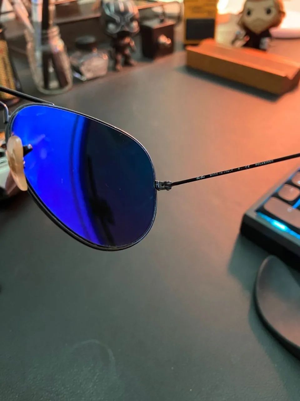 Óculos de Sol Ray-Ban Aviator Total Black com lentes polarizadas - Produto Original - Foto 5
