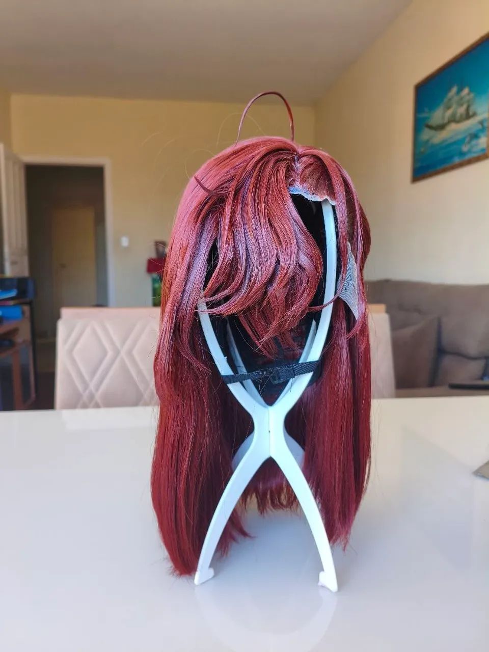 Peruca Estilizada Ayase Momo (Dandadan) + Blusa Rosa e Laço