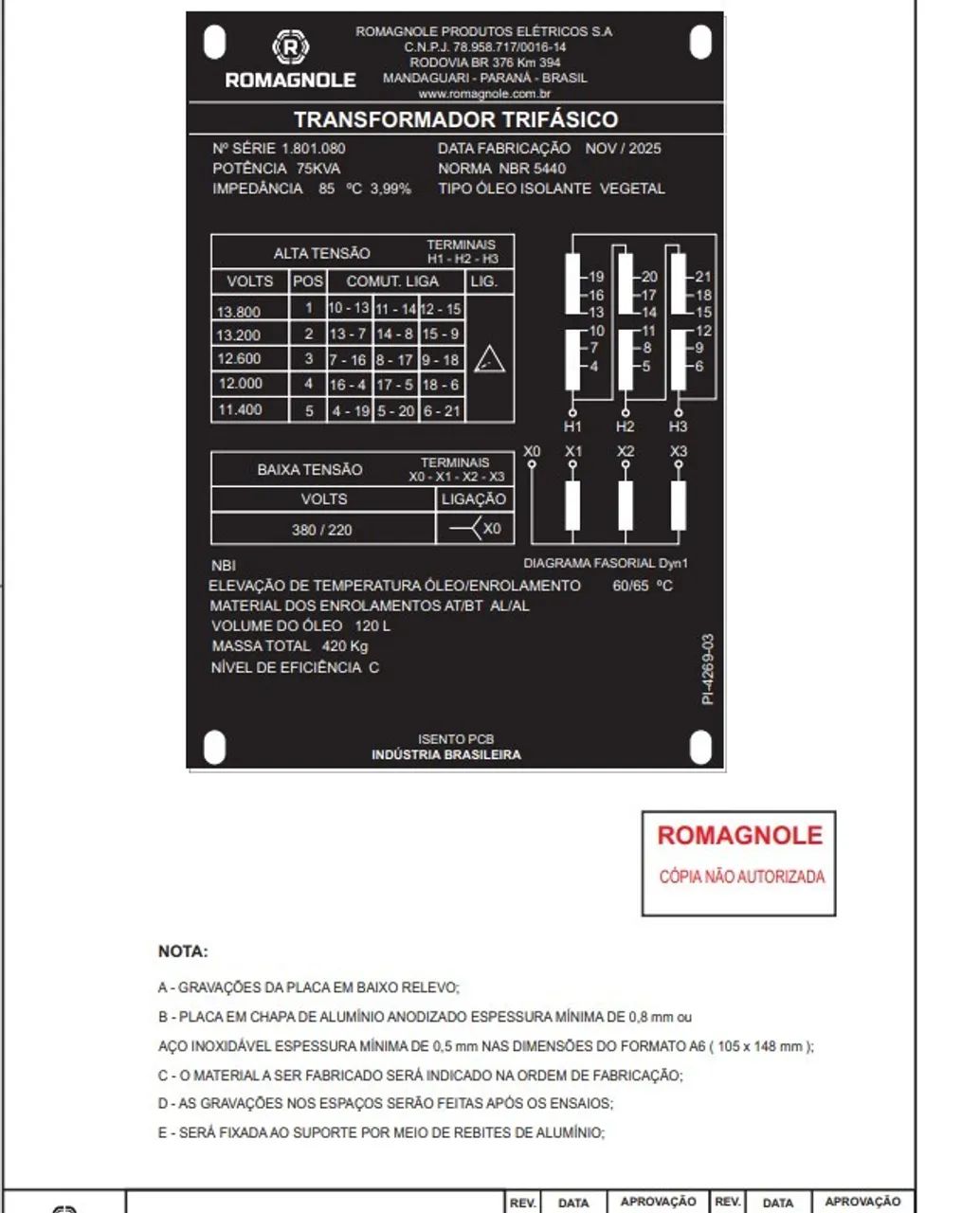 Transformador Trifásico 75KVA a Óleo - Novo - Ainda se encontra na fábrica em SP - Foto 3