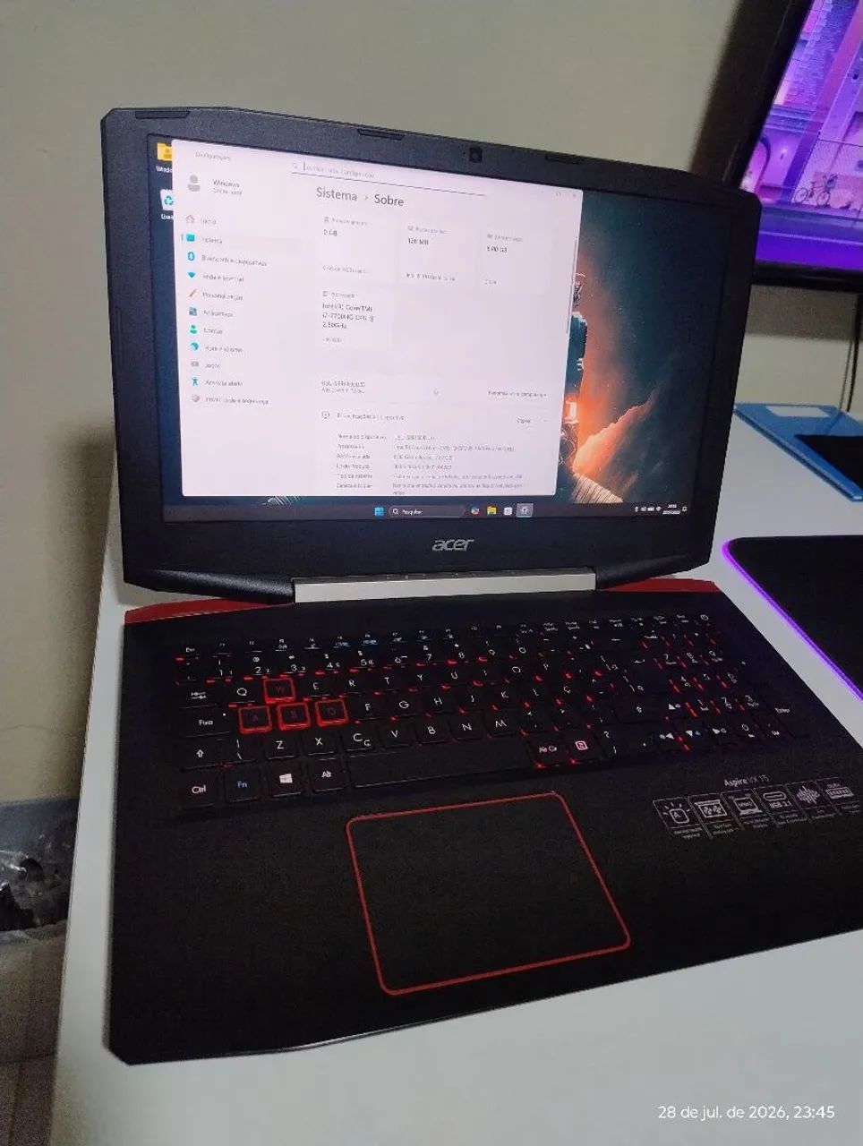 Notebook Acer VX 15 Core i7 