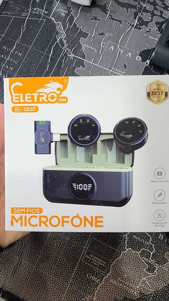 Microfone de Lapela Sem Fio Eletro Mex EL-1837 Duplo - USB-C - Usado 1x - Foto 3